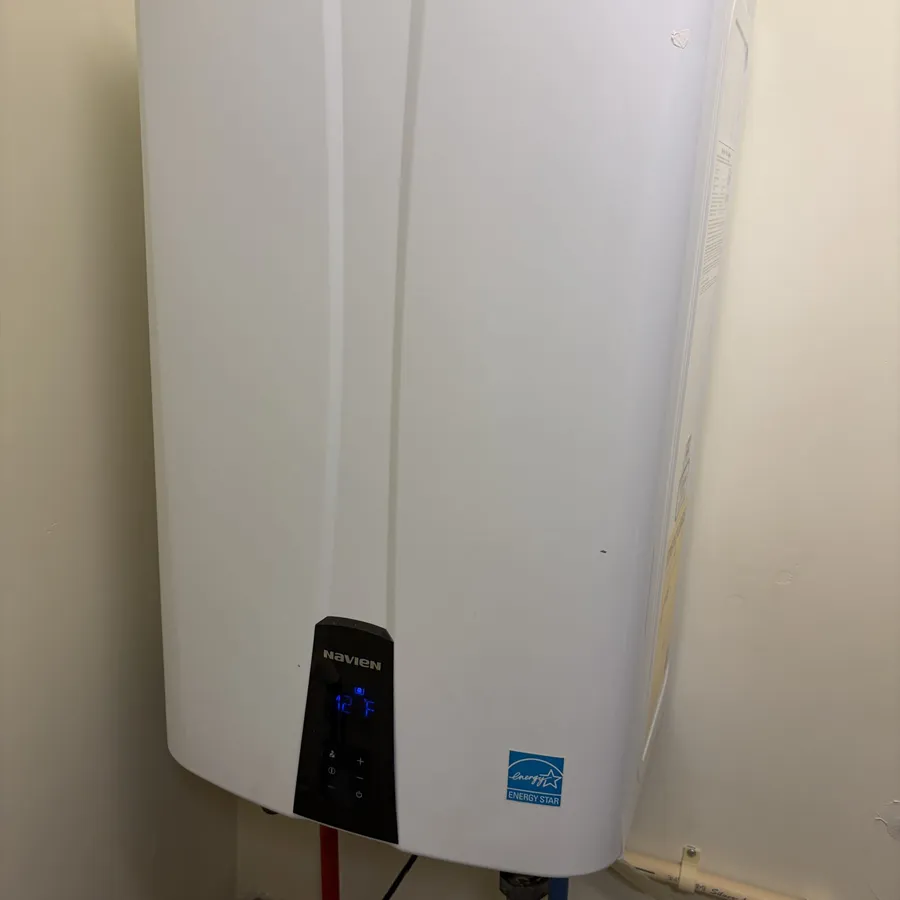 Wall-mounted Navien tankless water heater